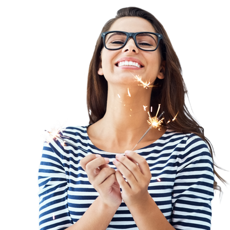 Woman holding sparklers.psd