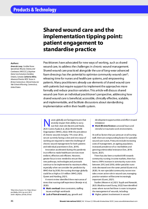 WINT Practitioner article - Shared wound care and the implementation tipping point 0523 WEB.pdf