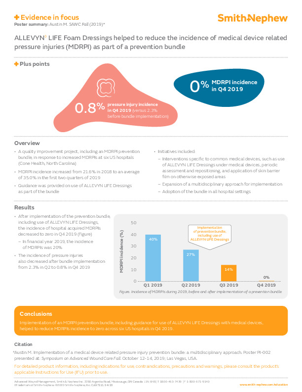 Evidence in Focus: ALLEVYN™ LIFE Foam Dressings helped to reduce...