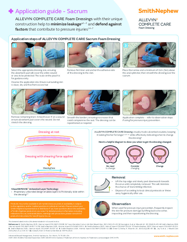 ALLEVYN COMPLETE CARE Sacrum application guide 