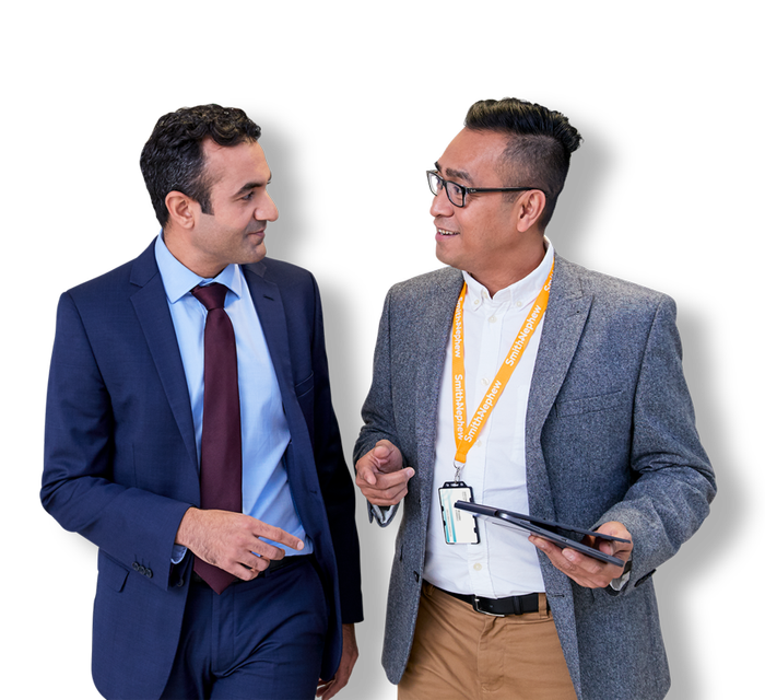 Sales rep talking to hospital admin