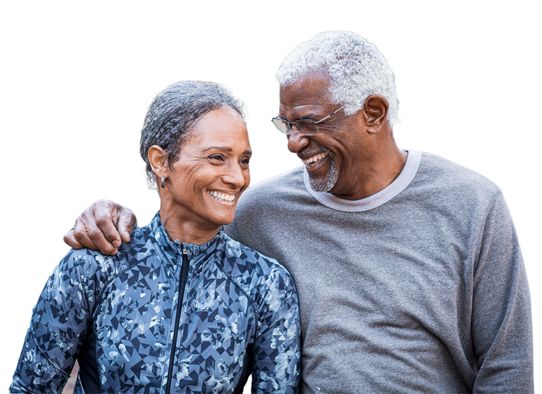 older African American couple smiling