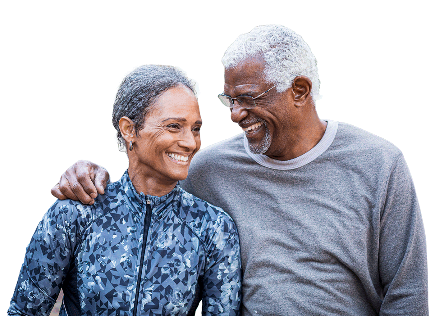 older African American couple smiling